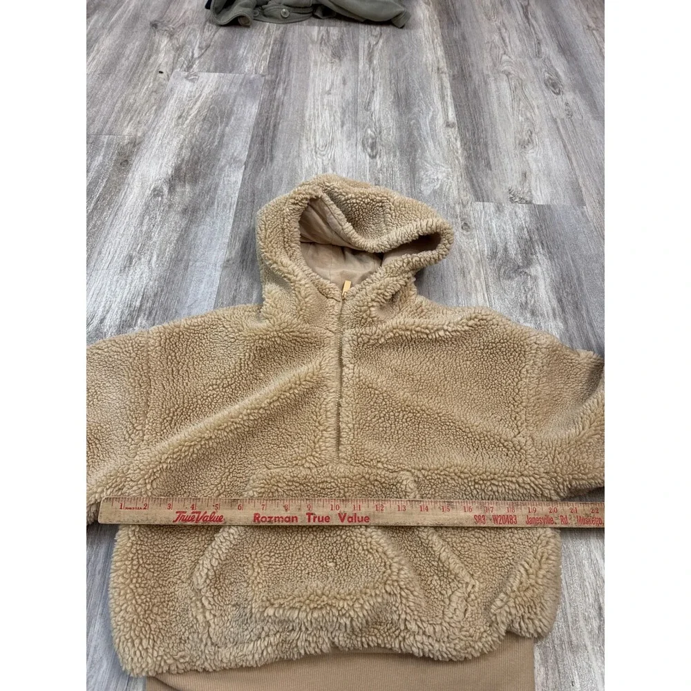 Alo Streetside Half Zip Hoodie in Camel Sherpa Jacket Tan Women Small